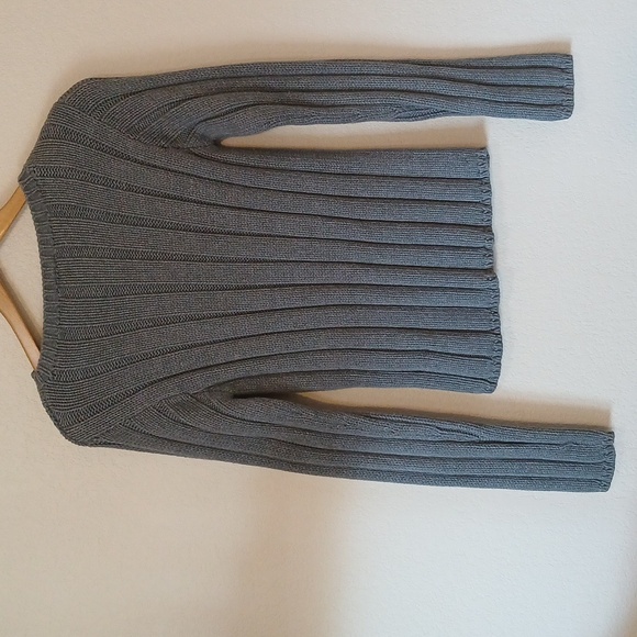 Vintage 90s Ralph Lauren Polo Jeans Thick Gray Ribbed Sweater With American Flag - Picture 4 of 5